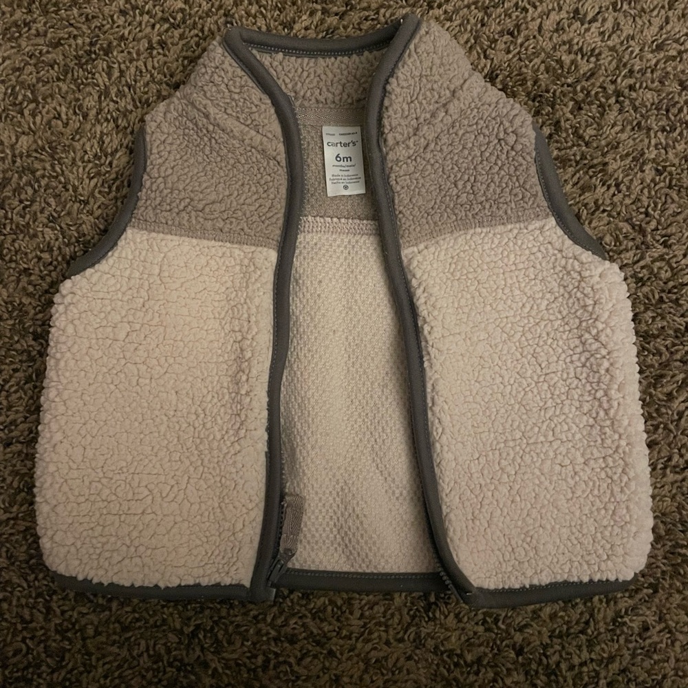 Carter's Cream and Gray Sherpa Vest